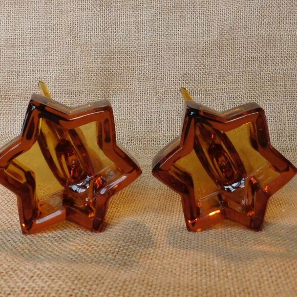 VTG L E Smith Amberina Gold Amber Angel Candle Holder Set Lot of 2 - Picture 5 of 8